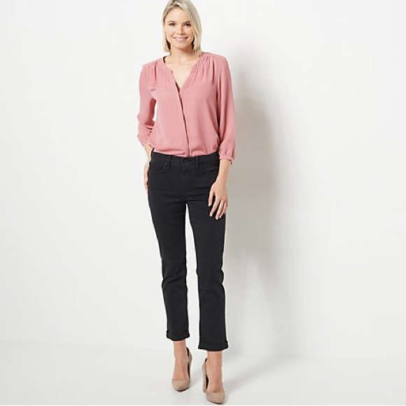 NYDJ Black Sheri Slim Ankle Cuff Denim Jeans 6 New NWT stretch - Picture 12 of 14